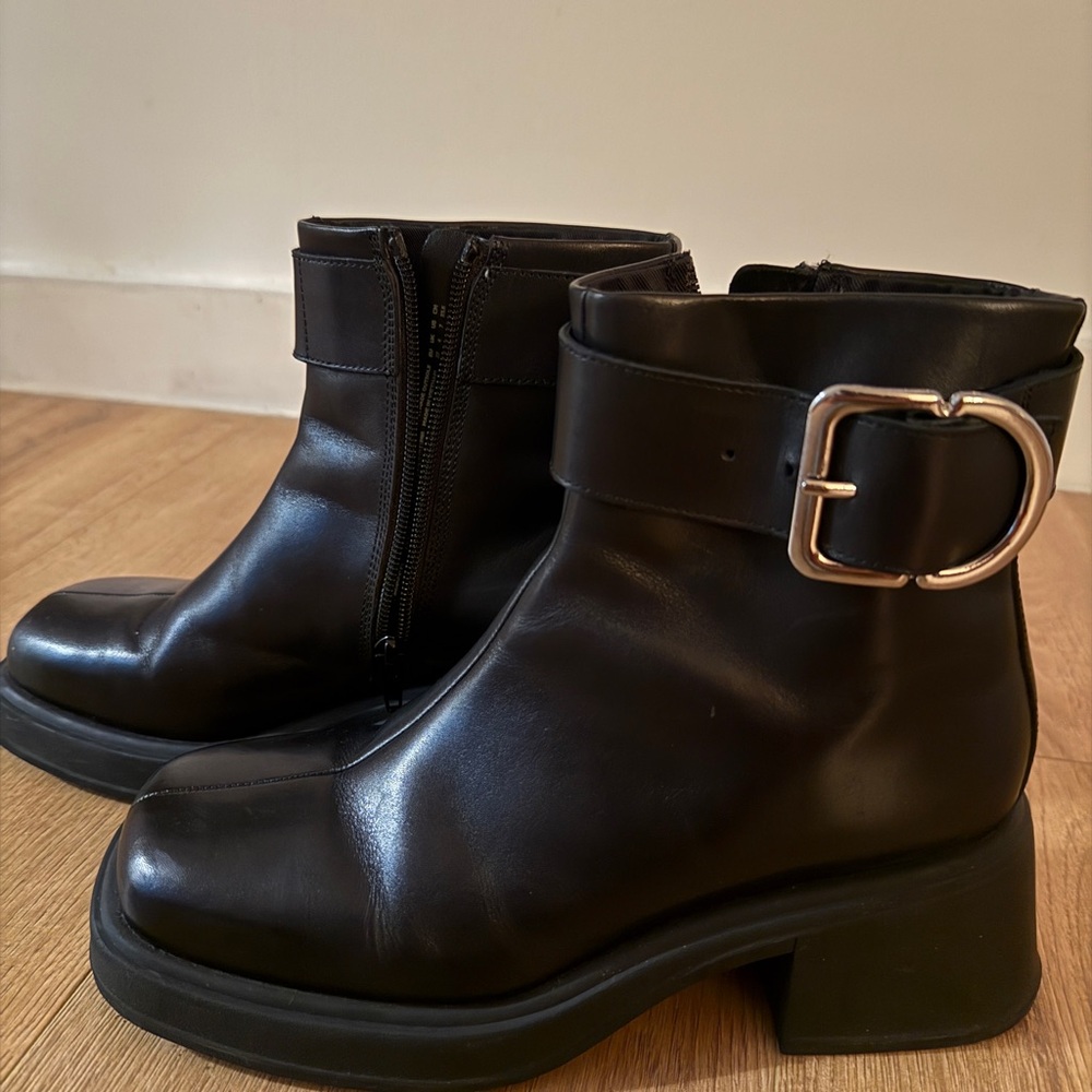 Black Leather Ankle Boots